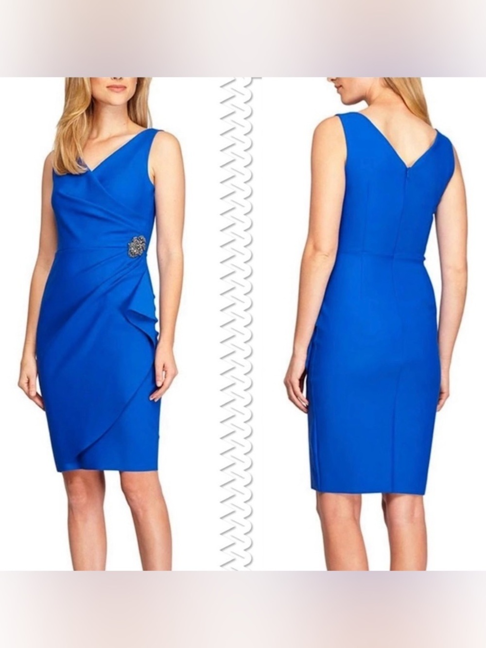 Alex Evenings Elegant Blue Sleeveless Dress Size 4